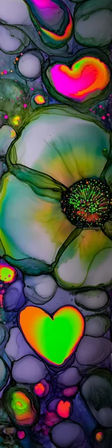 Free abstract flower art bookmark featuring a darker green abstract flower